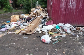 Утром в Курске подожгли мусорный бак