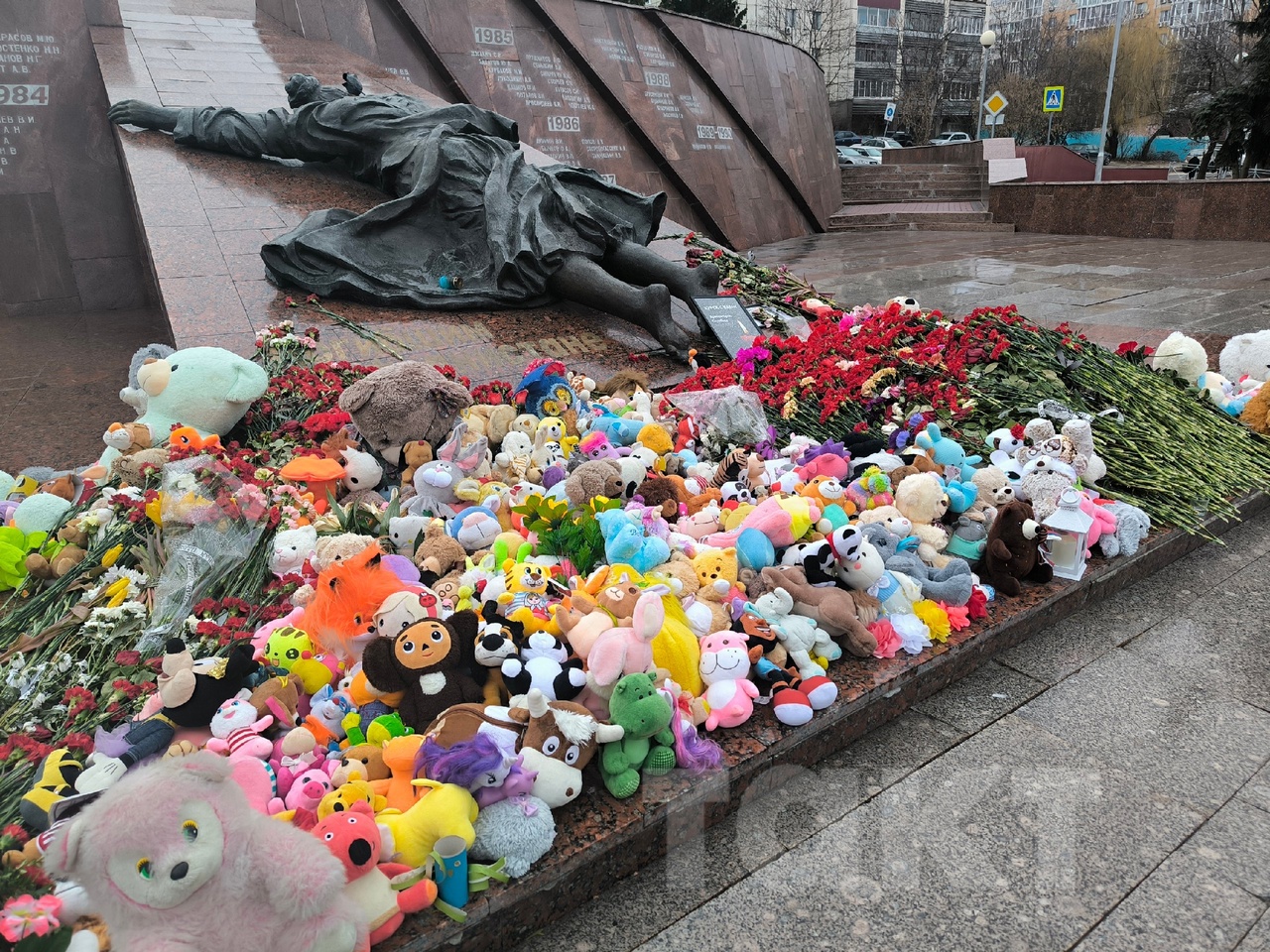 Куряне продолжают нести цветы в память о трагедии в Подмосковье
