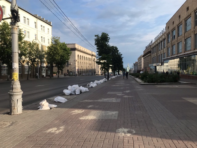 В Курске места для обещанной посадки деревьев укладывают плиткой