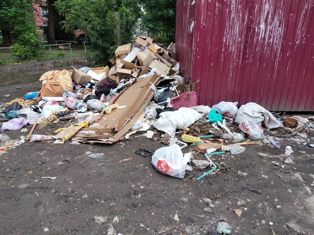 Утром в Курске подожгли мусорный бак