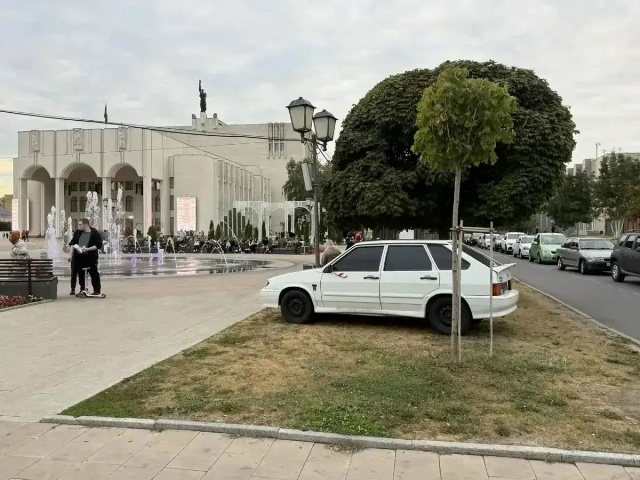 Курский студент поплатился за парковку на газоне у Театральной площади